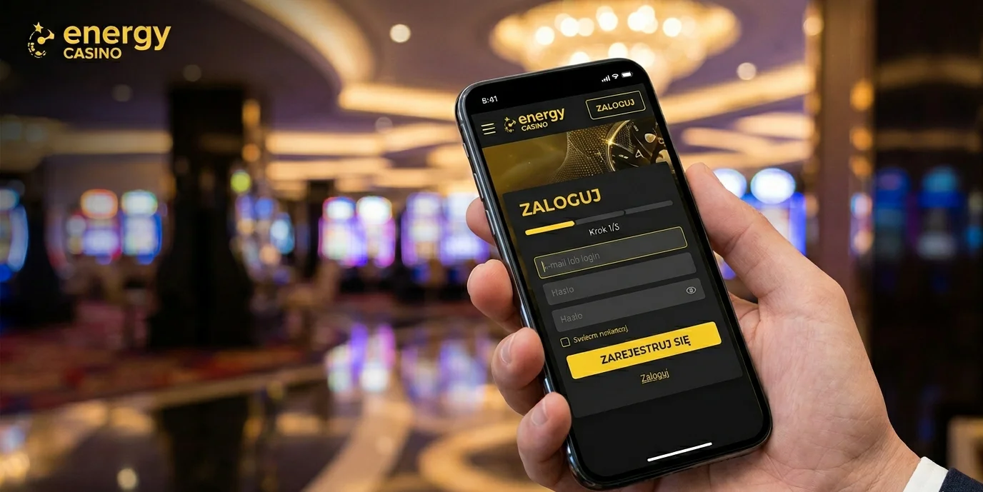 Formularz logowania Energy Casino na urządzeniu mobilnym